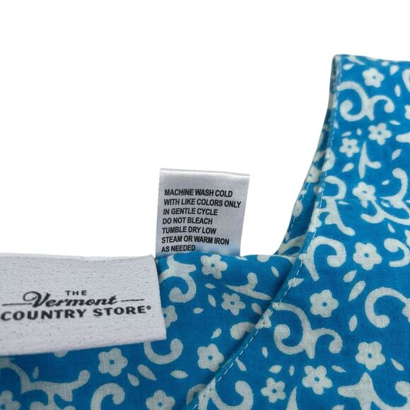 The Vermont Country Store Womens Tiered Short Sleeve Muumuu Dress Aqua Large - Picture 5 of 15